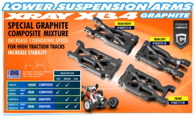 COMPOSITE SUSPENSION ARM REAR LOWER LEFT - GRAPHITE - RC Hobby Product